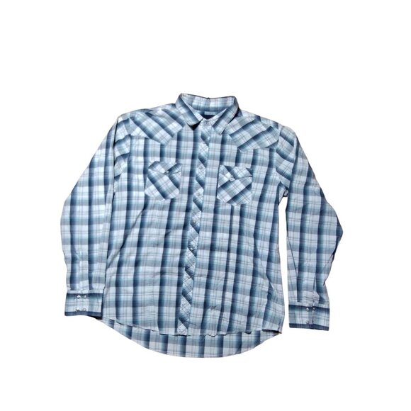 Wrangler Men's Western Fashion Snap‎ Long Sleeve Shirt XL Blue Plaid - Picture 4 of 5